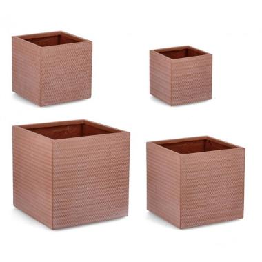 Portavaso Set pz.4 Tressage Quadro Terracotta | Bizzotto