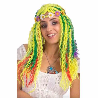 Parrucca Hippie lunga colorata con fascia