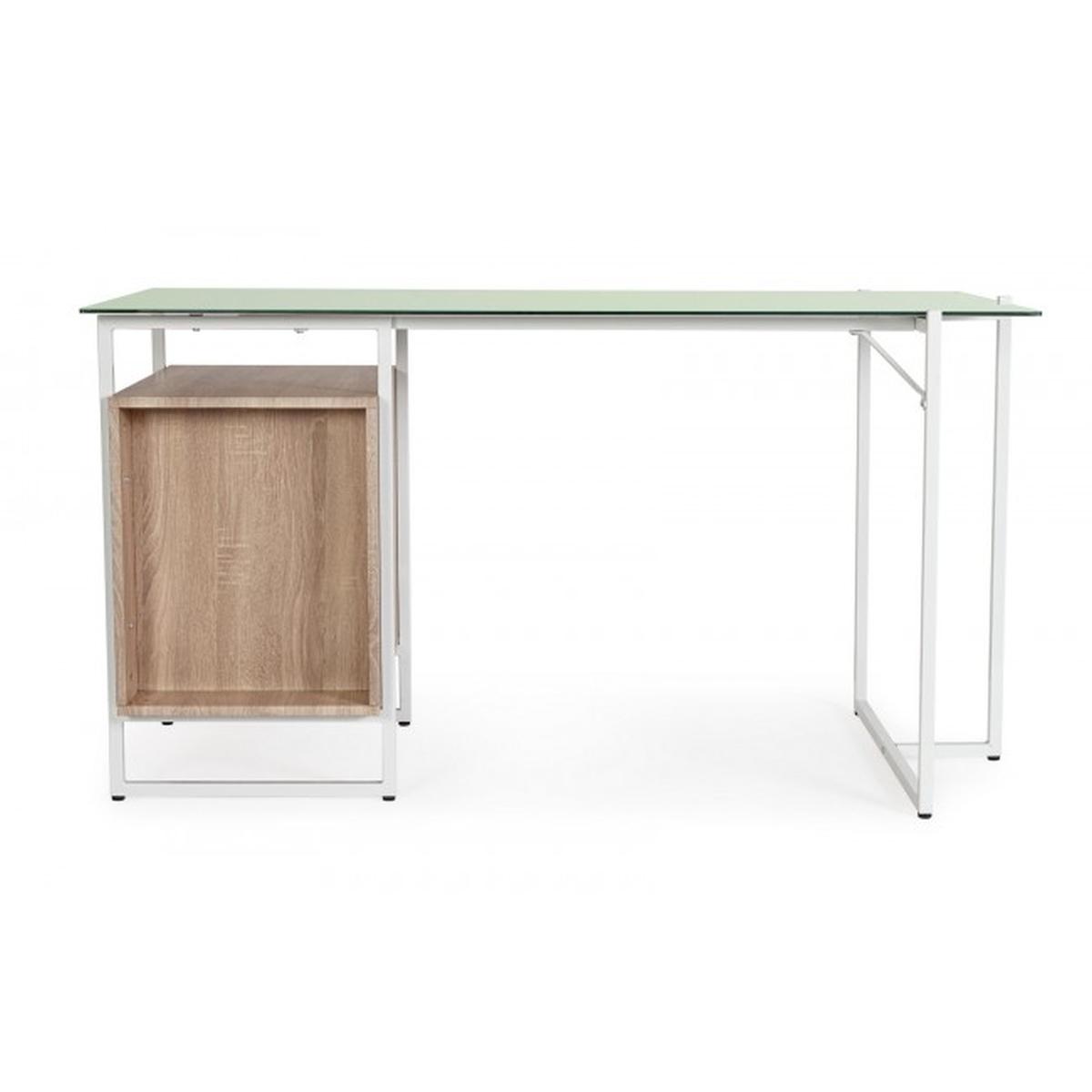 Scrivania Thomas con Cassettiera Bianco-Nat | Bizzotto