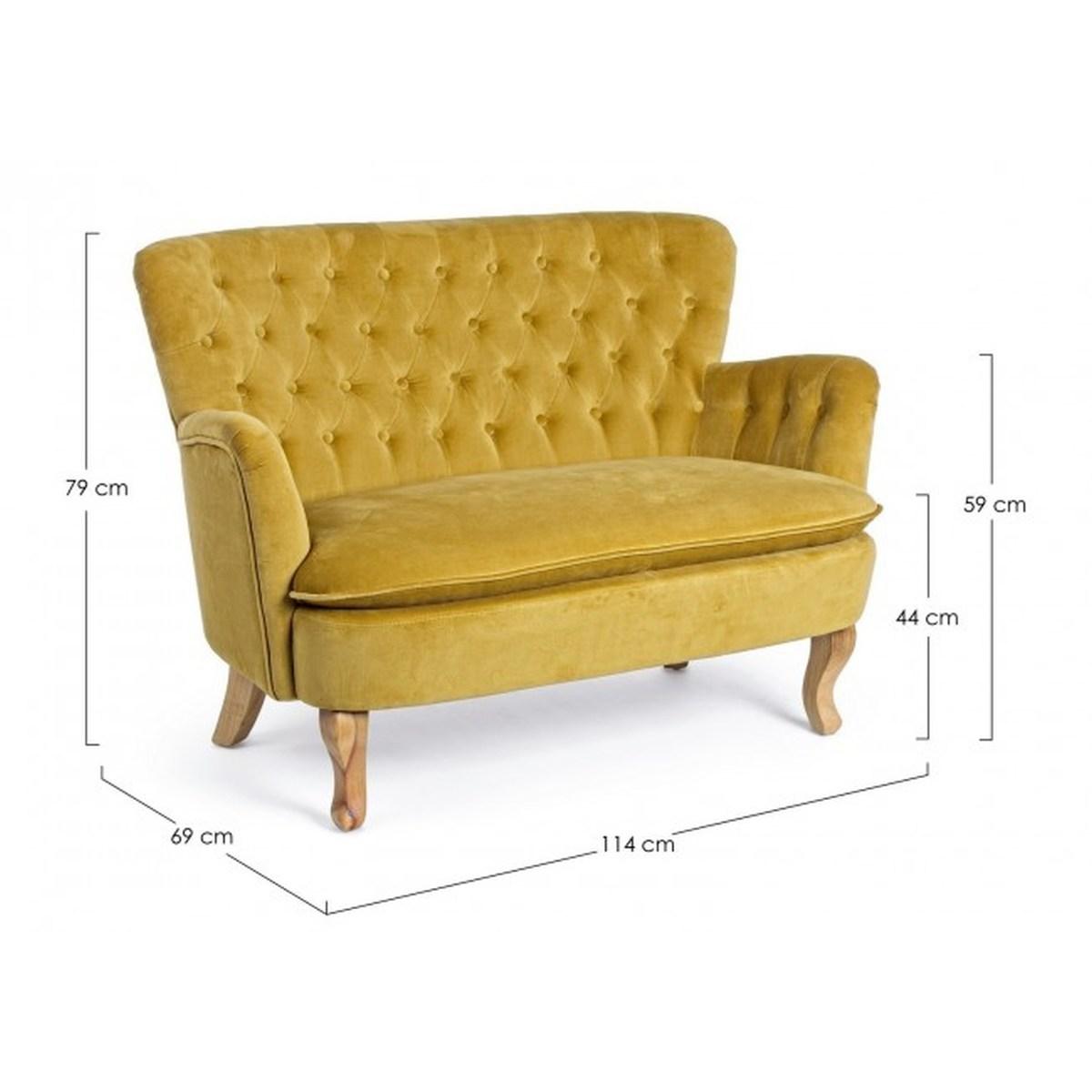 M2 Store Divano Chesterfield Posti in Velluto Senape Bizzotto