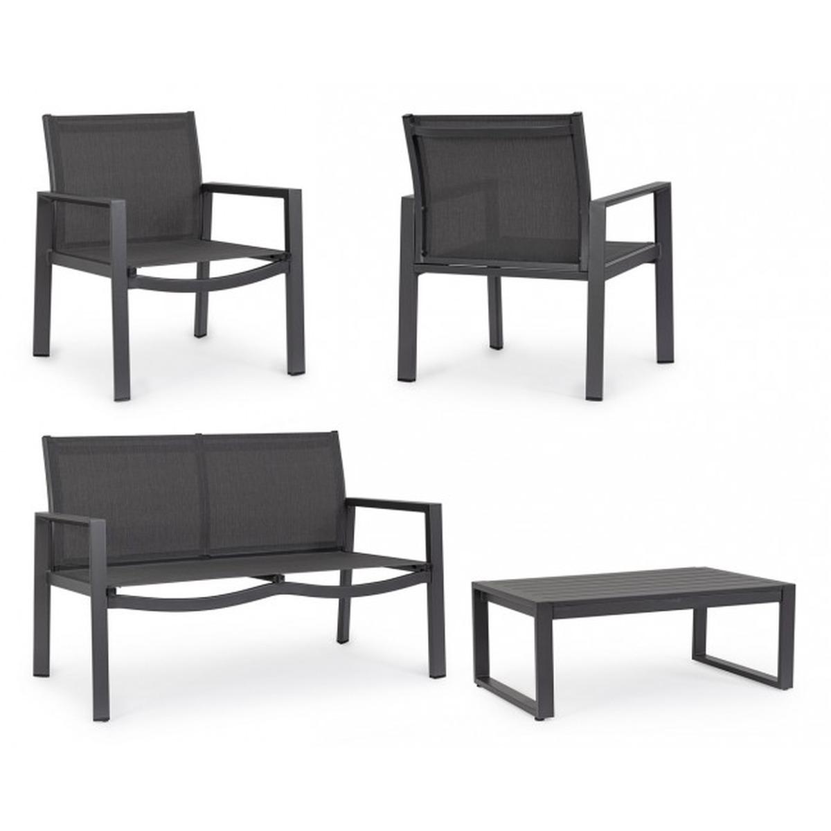 Salotto Set pz.4 Kallen Antracite Yk13 | Bizzotto