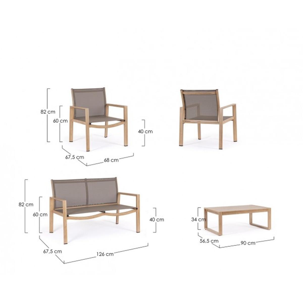 Salotto Set pz.4 Kallen Naturale | Bizzotto