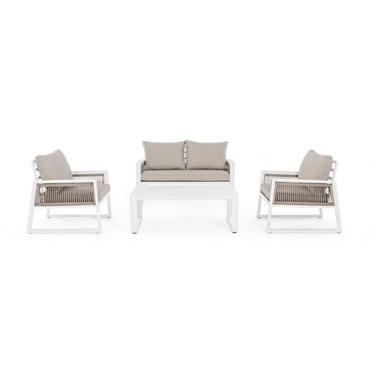 Salotto Set pz.4 con Cuscini Captiva Bianco Lh30 | Bizzotto