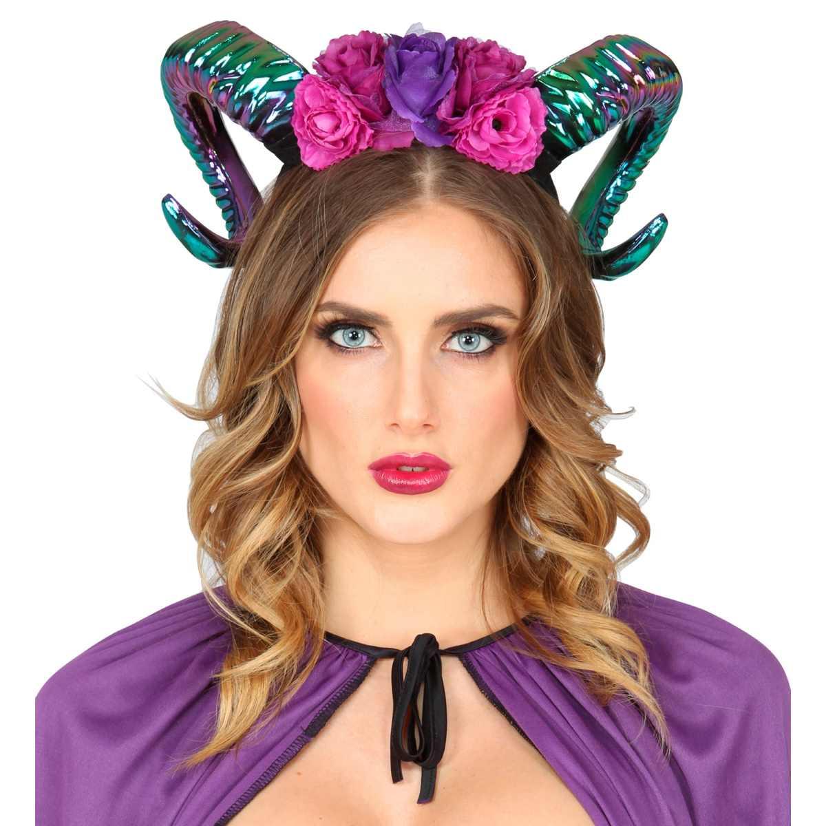 Cerchietto con Corna Montone e Fiori |Widmann