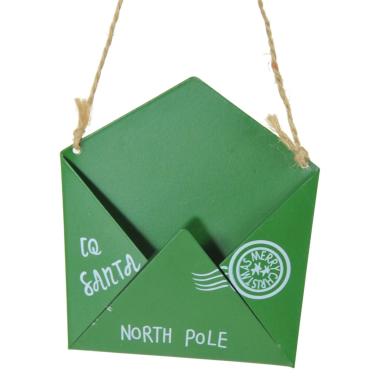 Decorazione Natalizia Lettera Postale Metallo Verde cm.10x12 |Silani