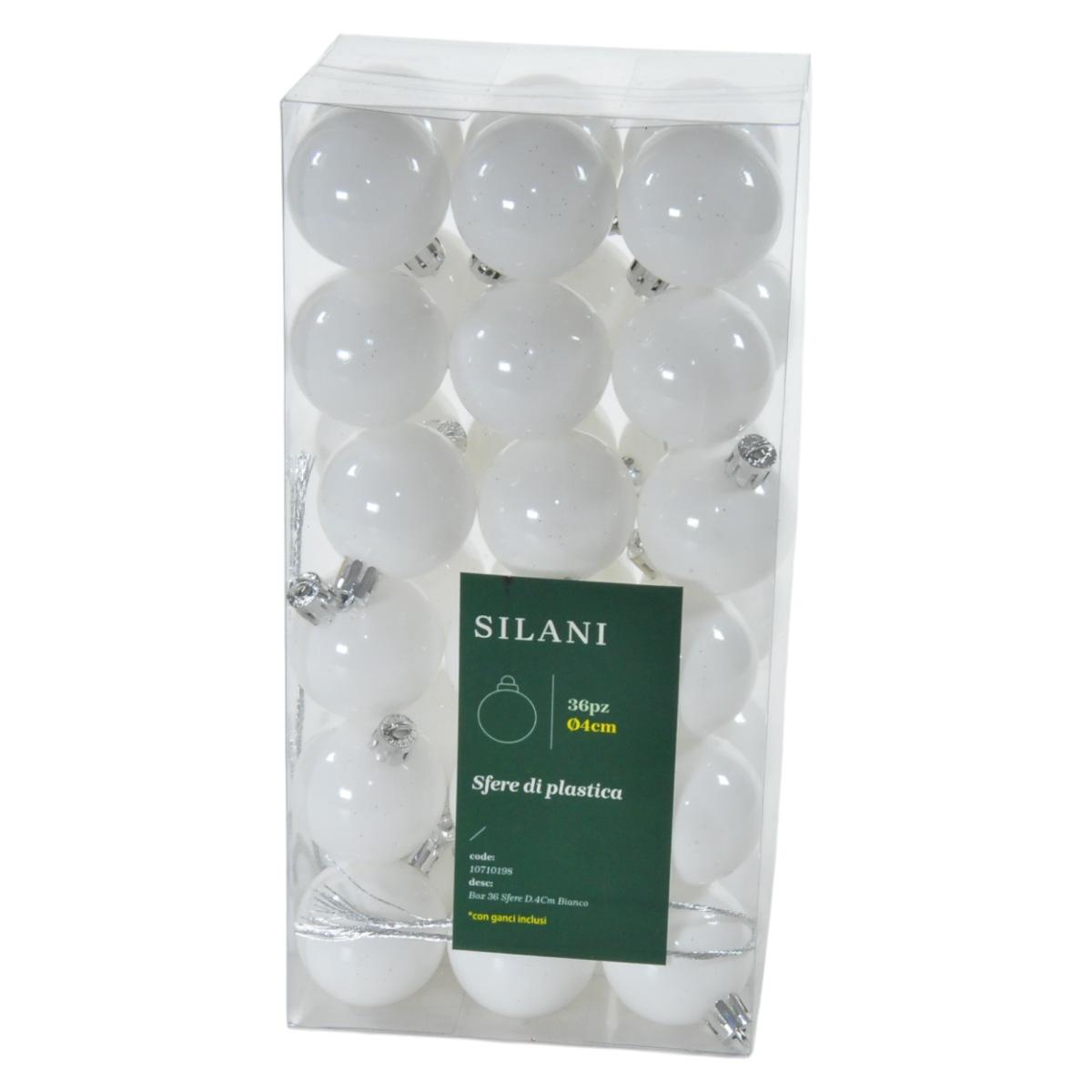 Pallina Natale cm.ÃƒÂ˜4 Bianco Set pz.36 |Silani