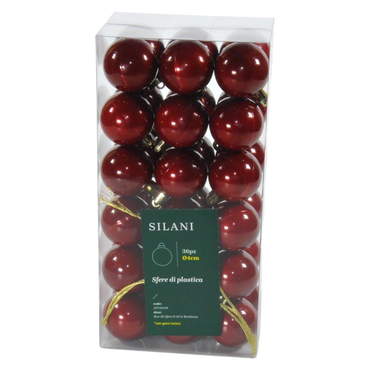 Pallina Natale cm.ÃƒÂ˜4 Bordeaux Set pz.36 |Silani