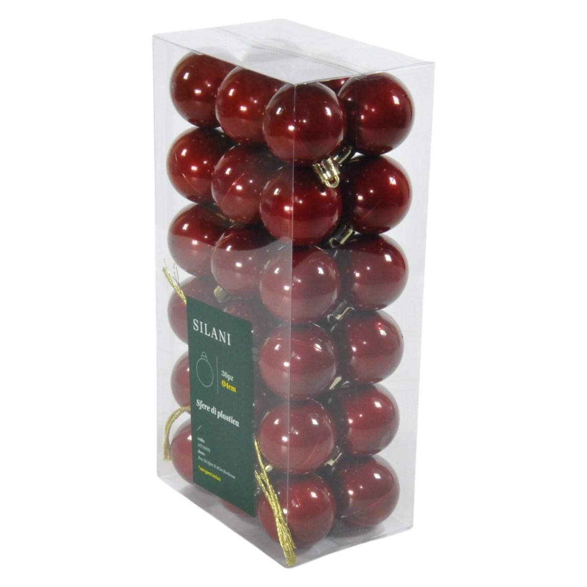 Pallina Natale cm.ÃƒÂ˜4 Bordeaux Set pz.36 |Silani