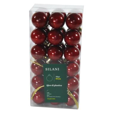 Pallina Natale cm.ÃƒÂ˜4 Bordeaux Set pz.36 |Silani
