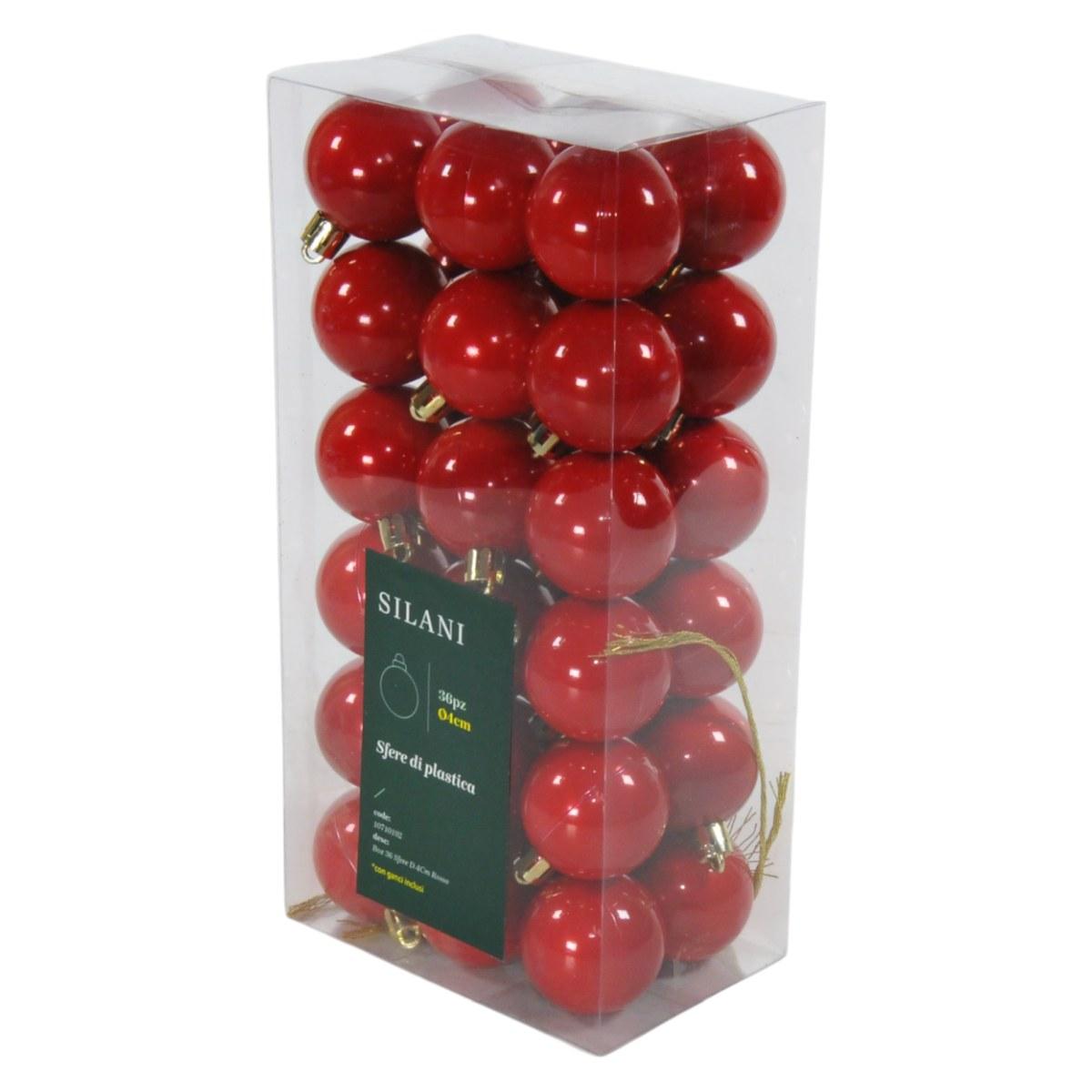 Pallina Natale cm.ÃƒÂ˜4 Rosso Set pz.36 |Silani