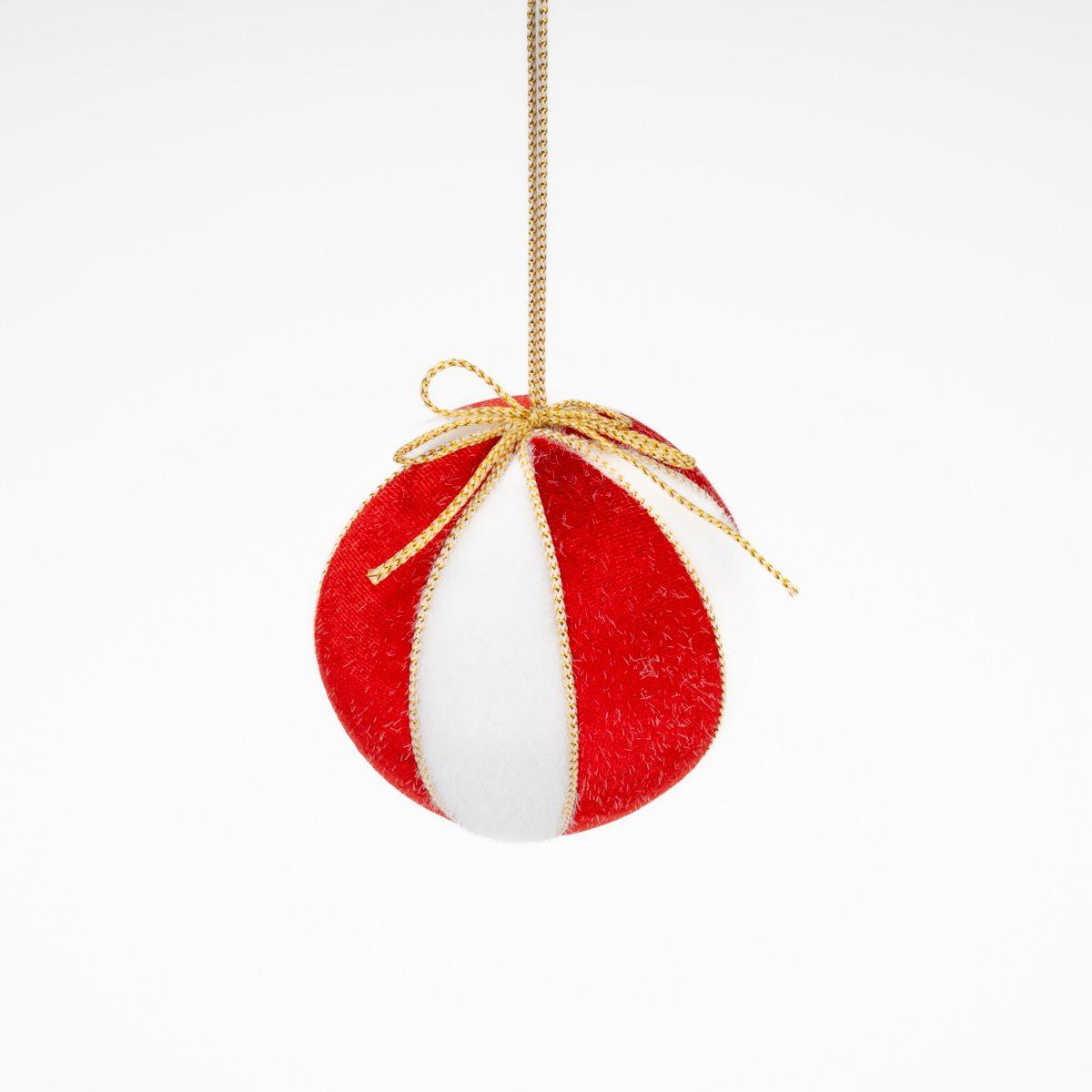 Pallina Natale cm.ÃƒÂ˜10 Rossa a Spicchi Set pz.4 |Silani