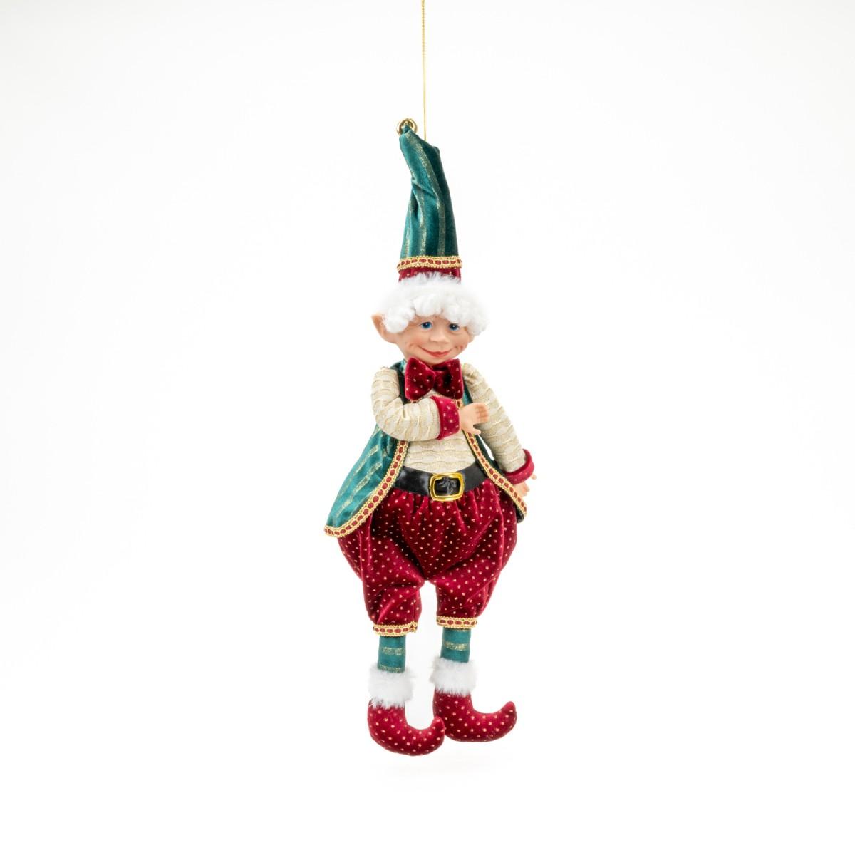 Elfo in Tessuto Rosso/Verde cm.50 |Silani