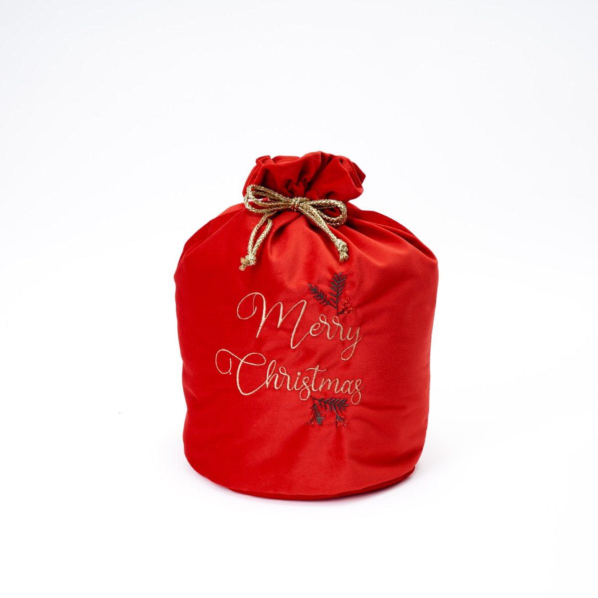 Sacco Natalizio Velluto Rosso con Scritta cm.22x34 |Silani