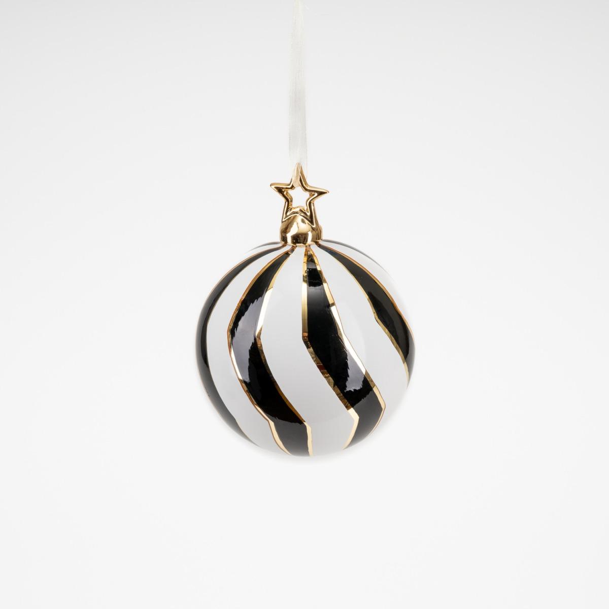 Pallina Natale Vetro cm.ÃƒÂ˜10 Luxury Bianca Nera |Silani