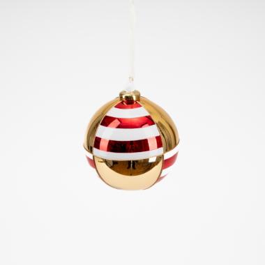 Pallina Natale Vetro cm.ÃƒÂ˜8 Luxury Fasce Bianca Rossa |Silani