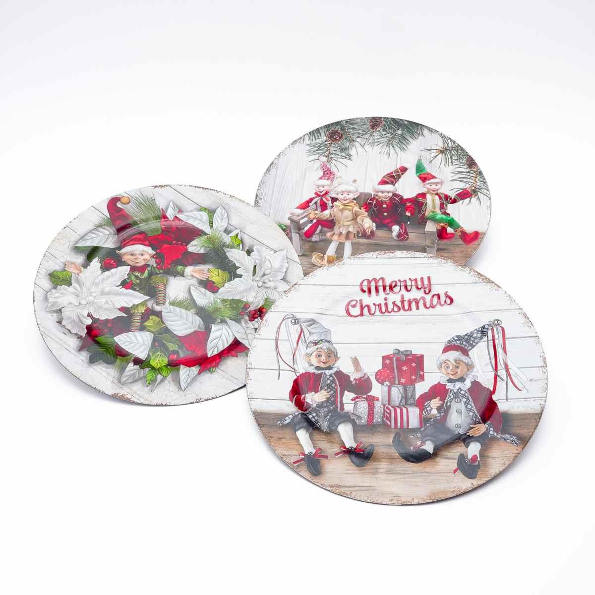 Piatto Natale Plastica Elfi cm.ÃƒÂ˜40 B
