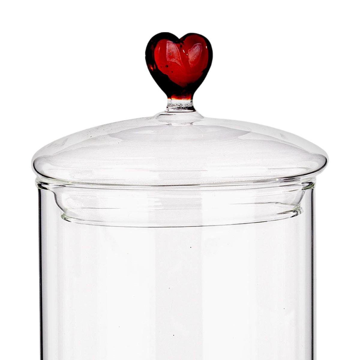 Barattolo Vetro con Cuore Rosso cm.16 |Bizzotto