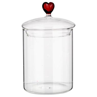 Barattolo Vetro con Cuore Rosso cm.16 |Bizzotto