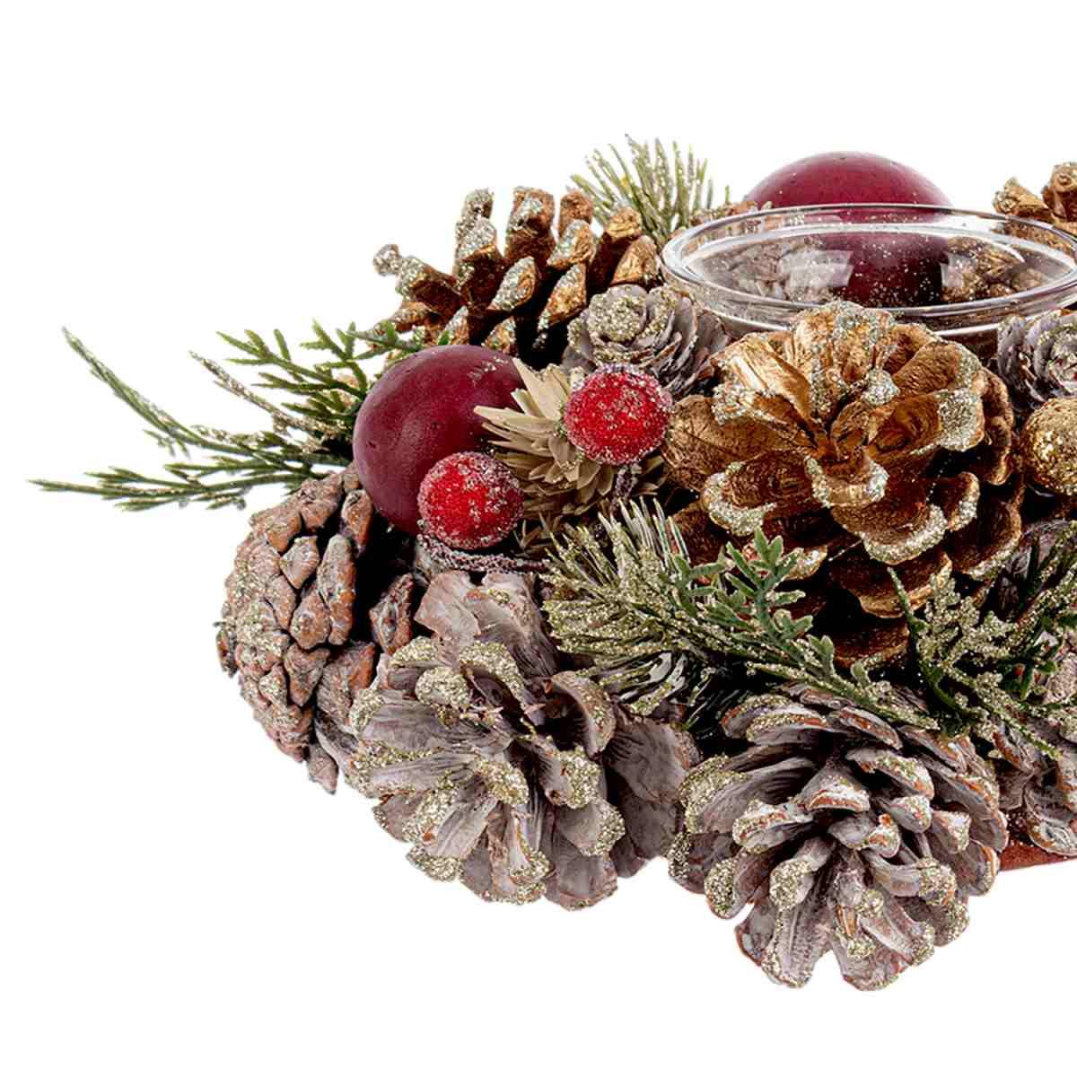 Portacandela con Bacche Pigne cm.ÃƒÂ˜9x19 |Bizzotto