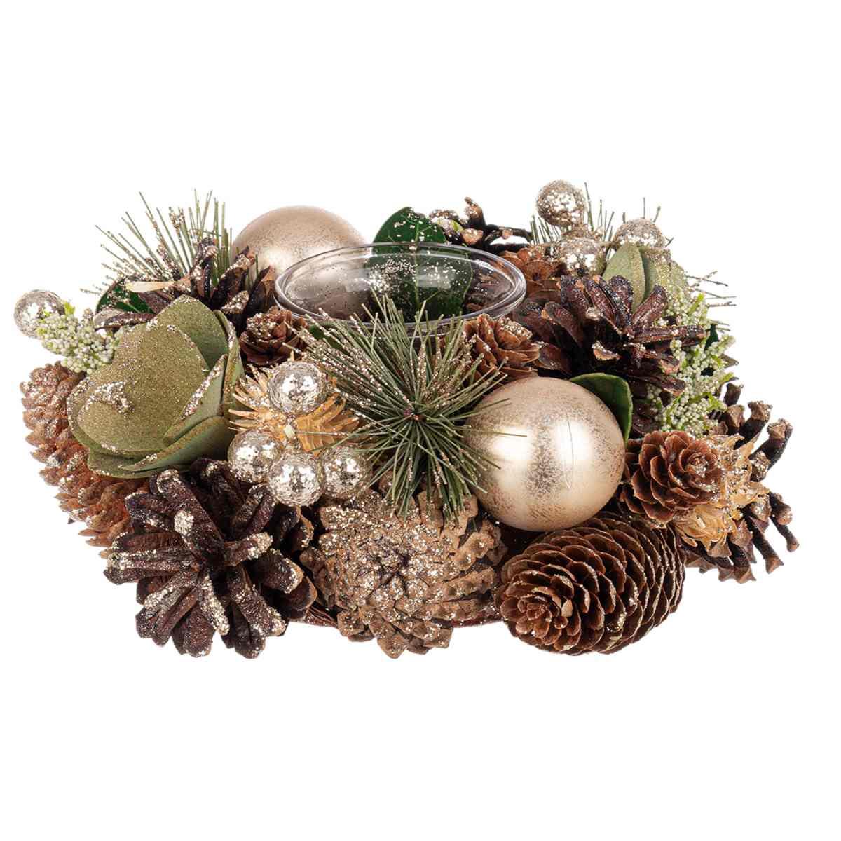 Portacandela con Bacche Pigne cm.ÃƒÂ˜9x19 |Bizzotto