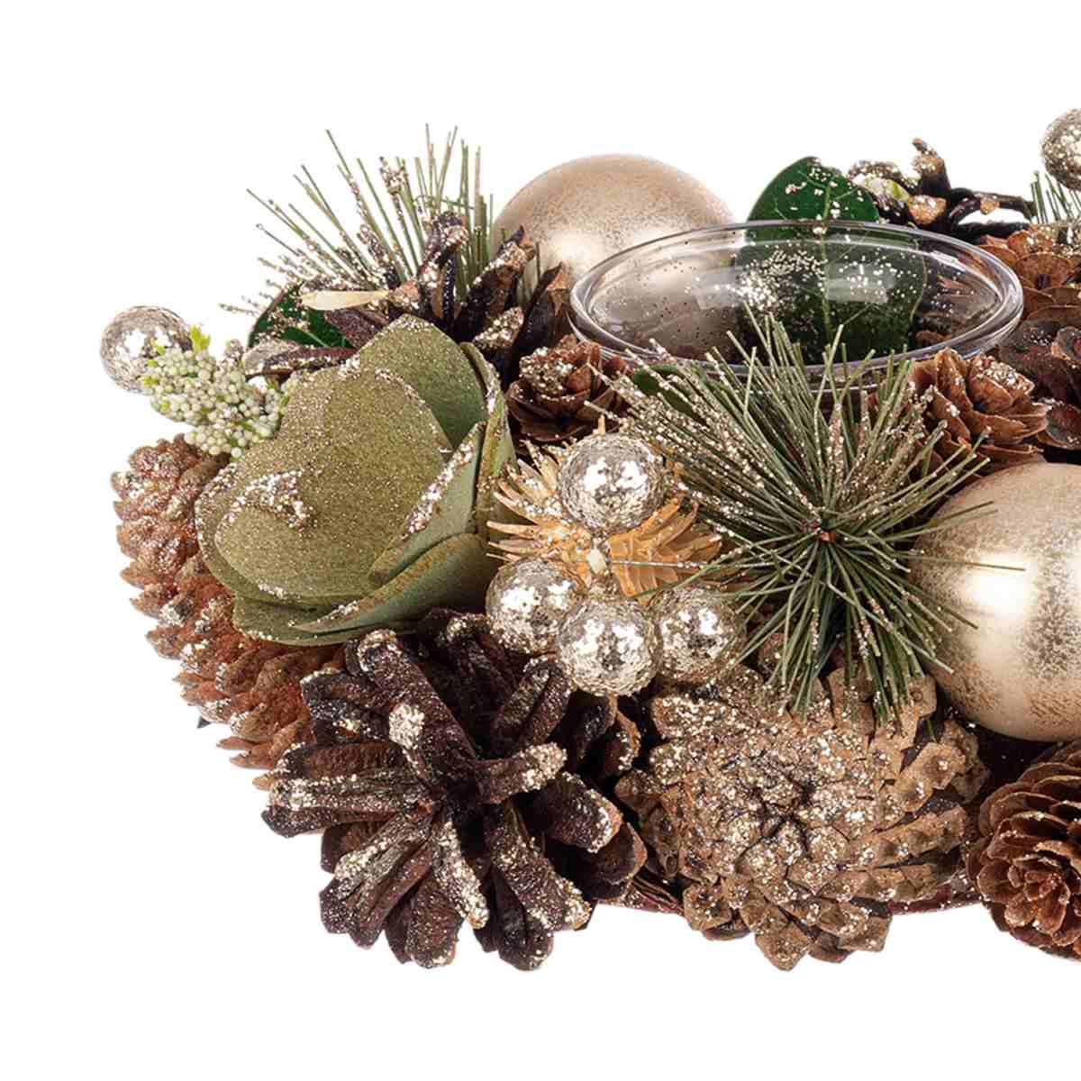 Portacandela con Bacche Pigne cm.ÃƒÂ˜9x19 |Bizzotto