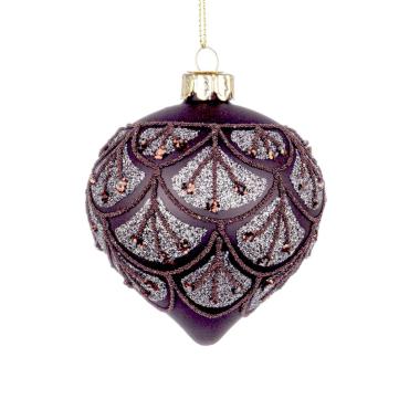 Pallina Natale Vetro cm.8 Cipolla Nera Decori Bronzo |Bizzotto