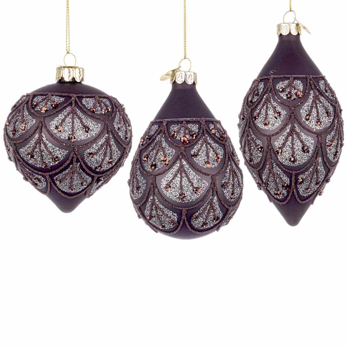 Pallina Natale Vetro cm.13 Goccia Nera Decori Bronzo |Bizzotto