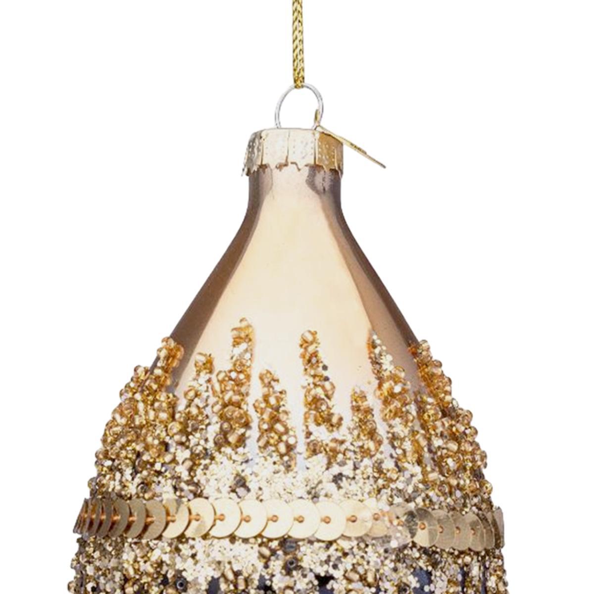 Pallina Natale Vetro cm.10 Goccia Nera Oro con Glitter |Bizzotto