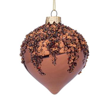 Pallina Natale Vetro cm.8 Cipolla Bronzo con Paillettes |Bizzotto