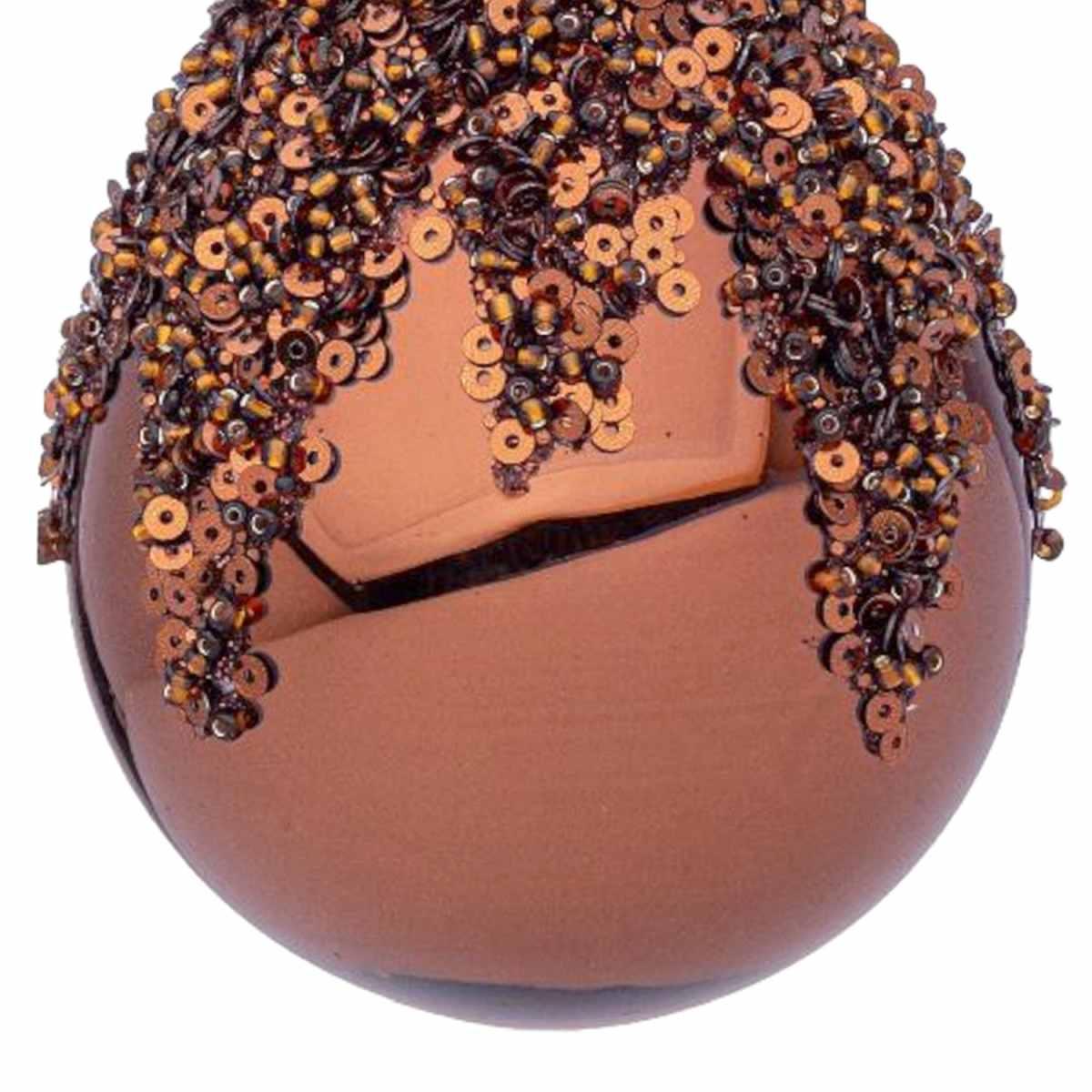 Pallina Natale Vetro cm.10 Goccia Bronzo con Paillettes |Bizzotto