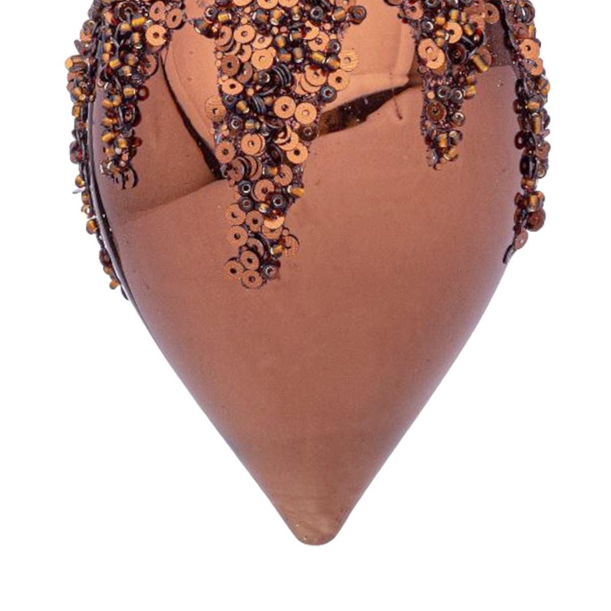 Pallina Natale Vetro cm.13 Goccia Bronzo con Paillettes |Bizzotto