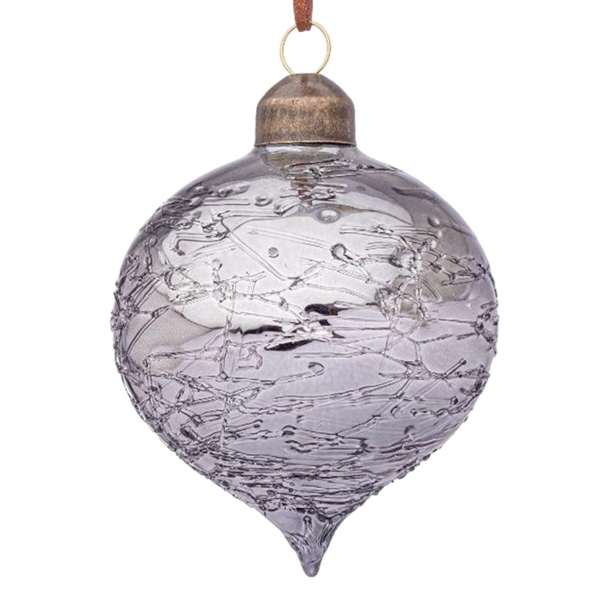 Pallina Natale Vetro cm.8 Cipolla Argento Glaciale |Bizzotto