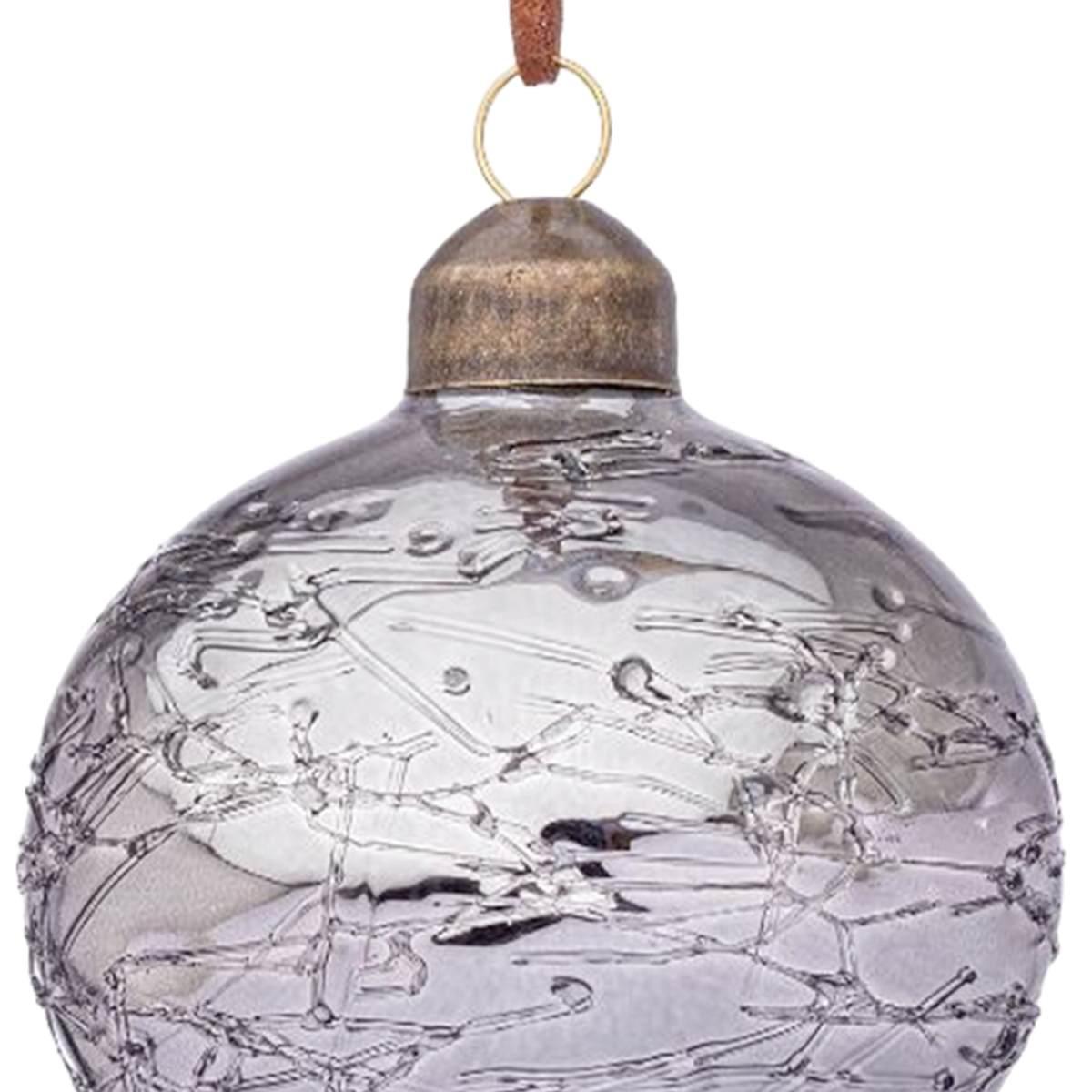 Pallina Natale Vetro cm.8 Cipolla Argento Glaciale |Bizzotto