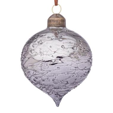 Pallina Natale Vetro cm.8 Cipolla Argento Glaciale |Bizzotto