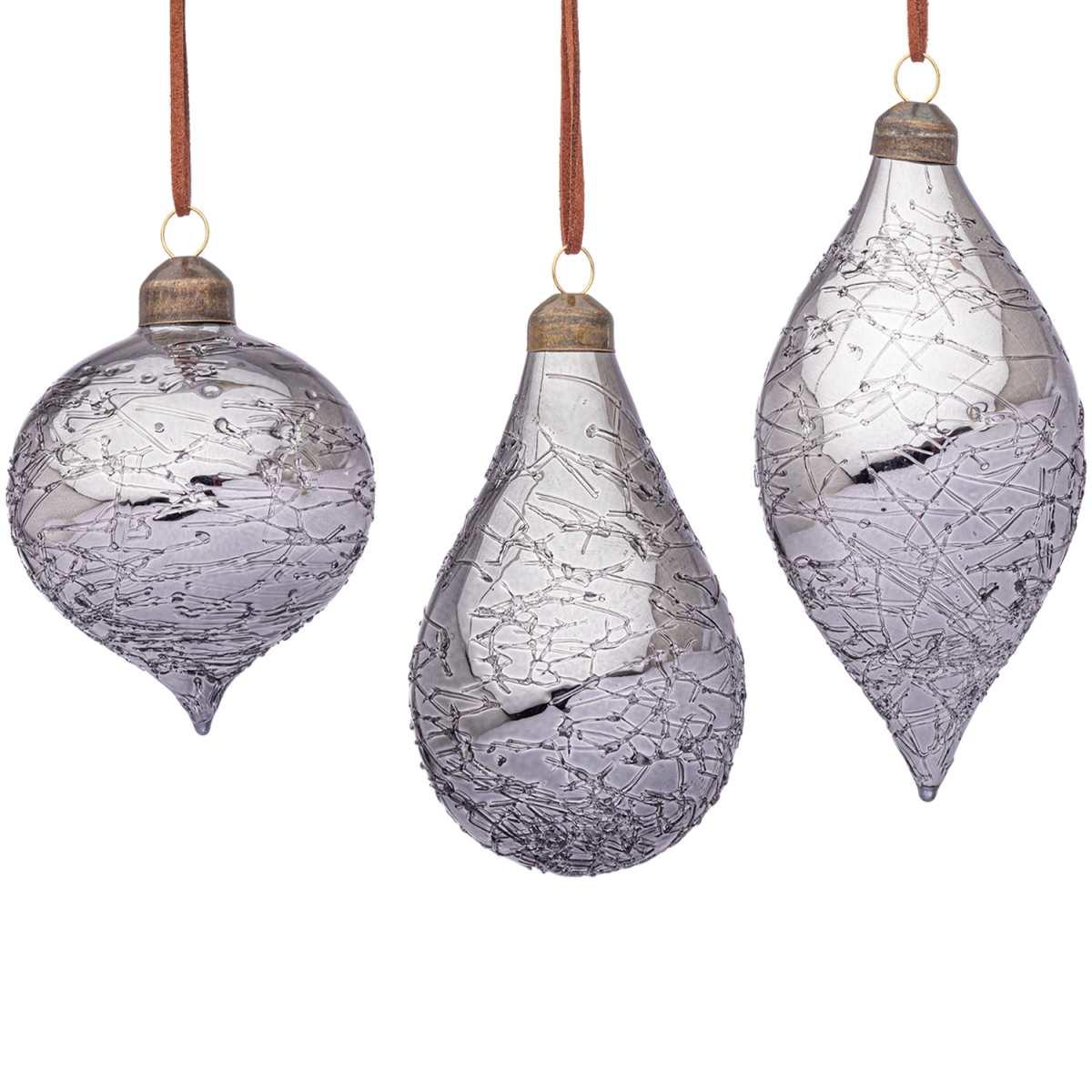 Pallina Natale Vetro cm.10 Goccia Argento Glaciale |Bizzotto