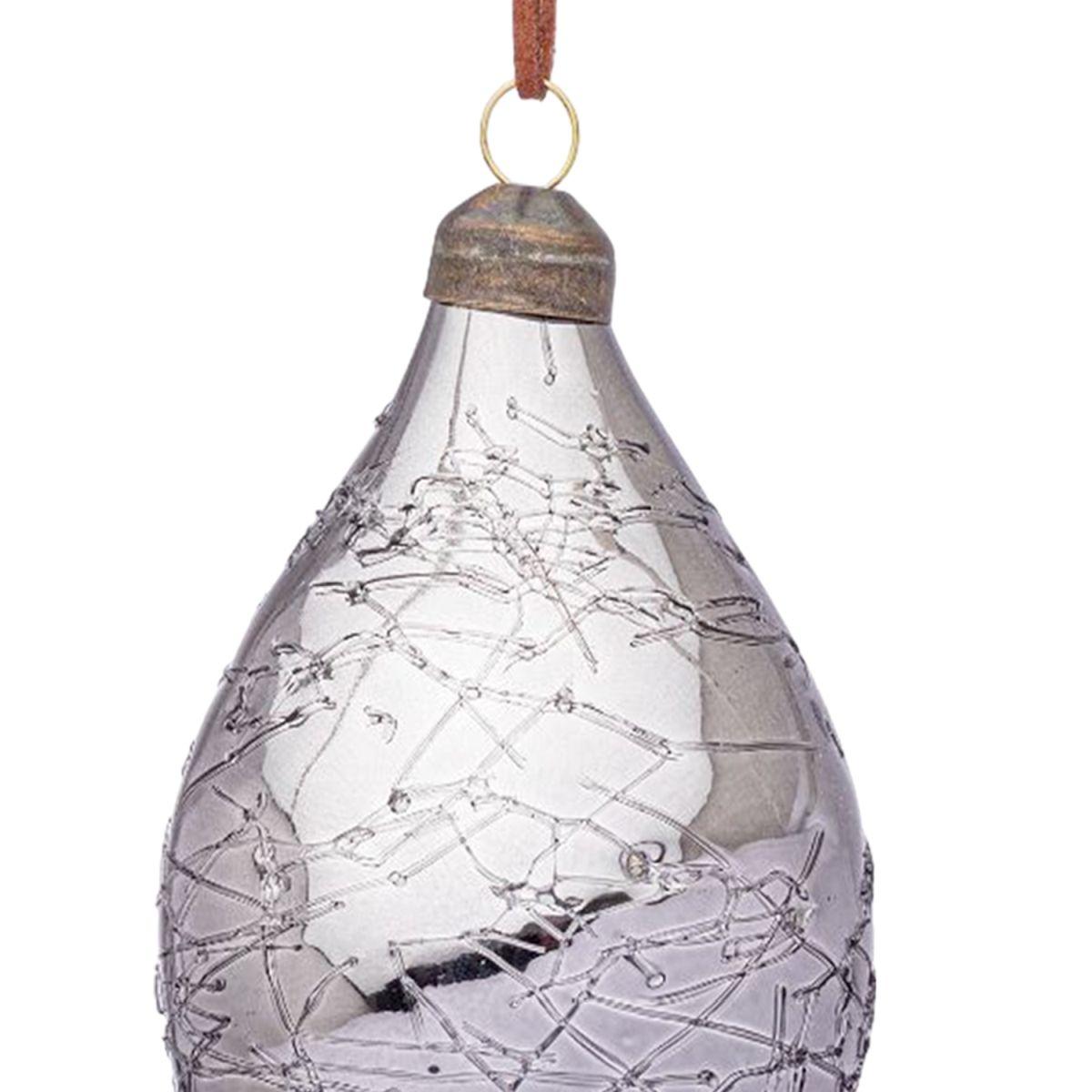 Pallina Natale Vetro cm.13 Goccia Argento Glaciale |Bizzotto