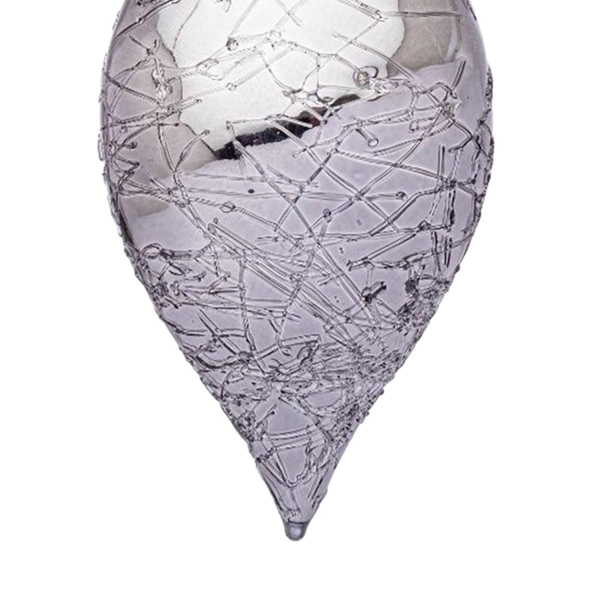 Pallina Natale Vetro cm.13 Goccia Argento Glaciale |Bizzotto