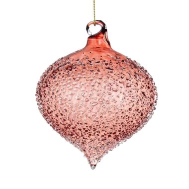 Pallina Natale Vetro cm.8 Cipolla Rosa con Bollicine |Bizzotto