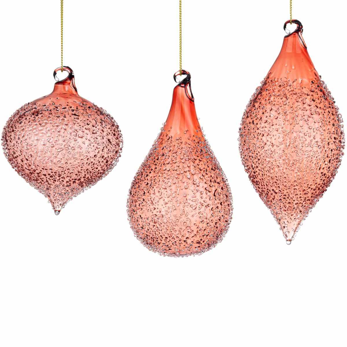 Pallina Natale Vetro cm.10 Goccia Rosa con Bollicine |Bizzotto