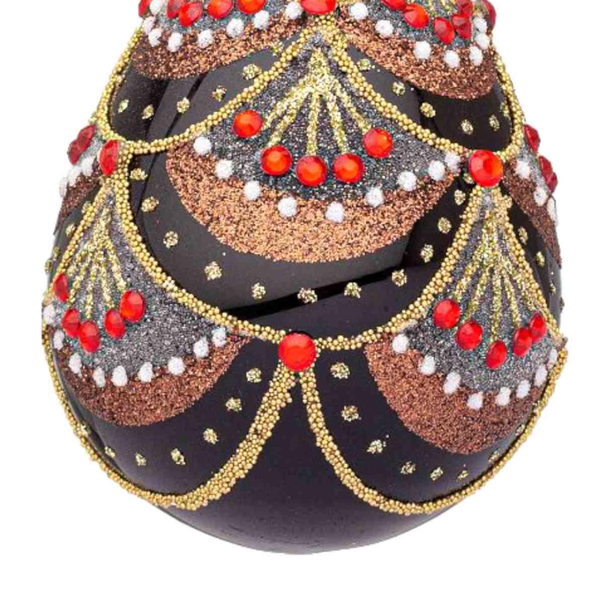 Pallina Natale Vetro cm.10 Goccia Nera con Decori |Bizzotto