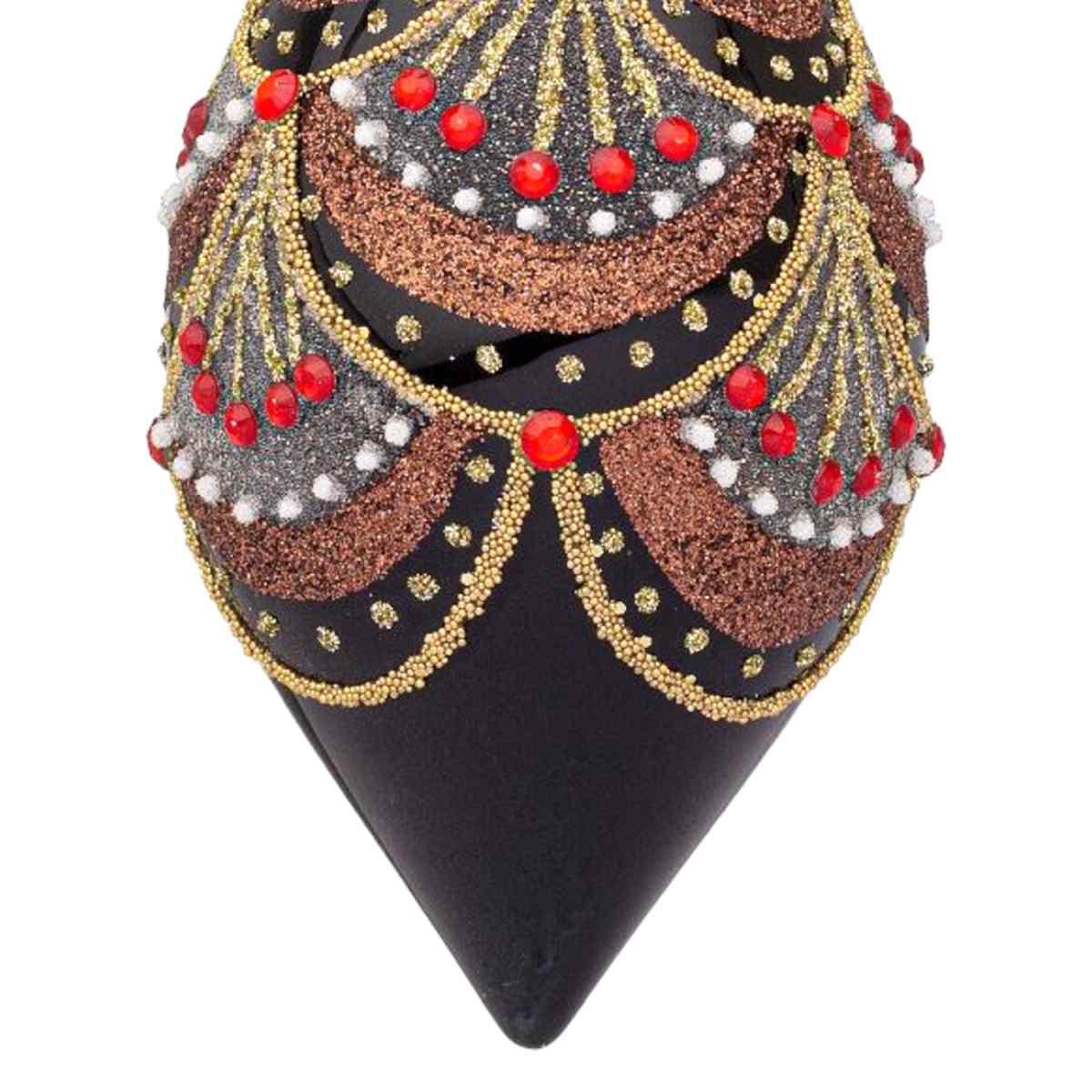 Pallina Natale Vetro cm.13 Goccia Nera con Decori |Bizzotto