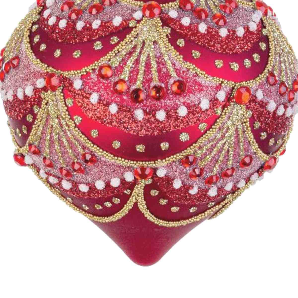 Pallina Natale Vetro cm.8 Cipolla Rossa con Decori |Bizzotto