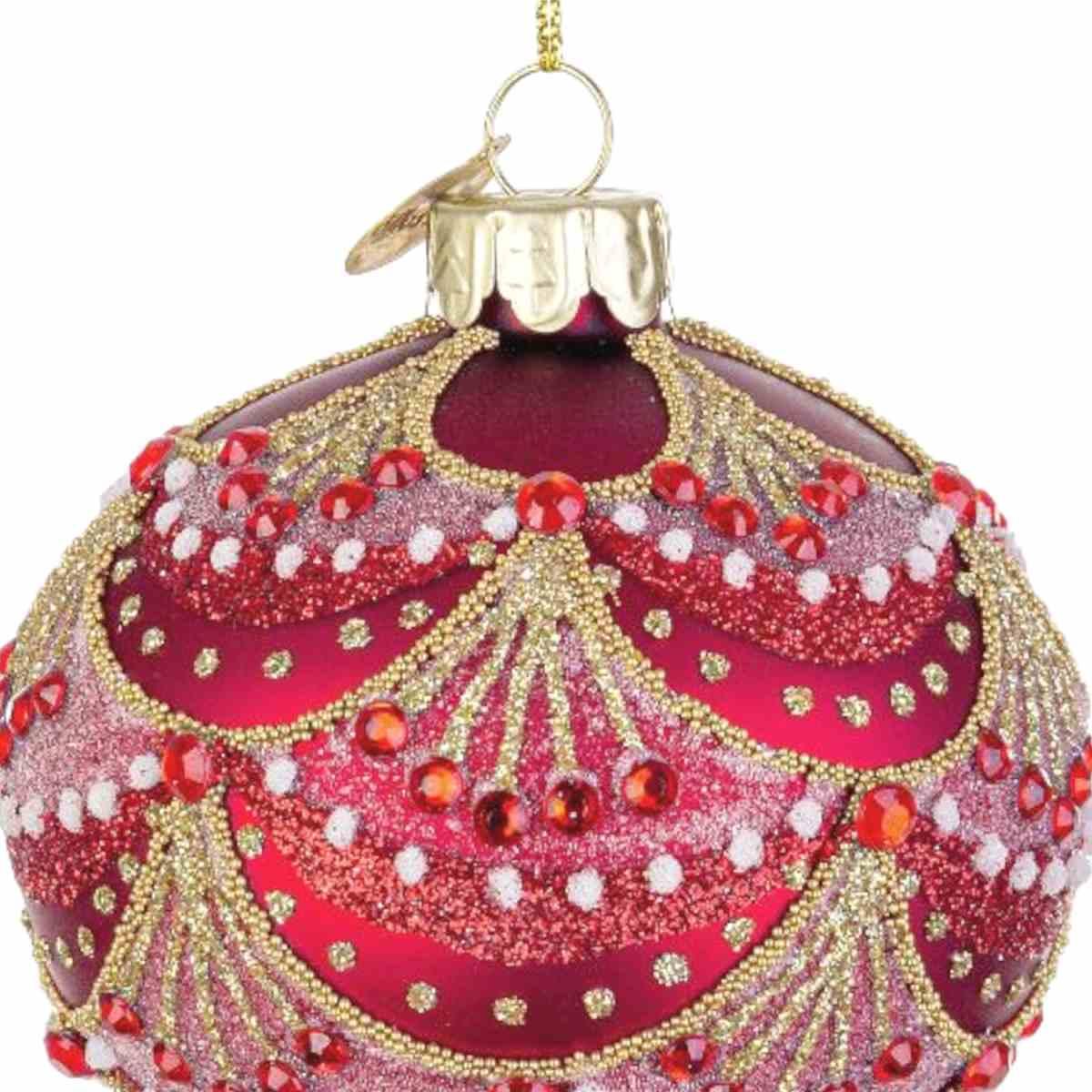 Pallina Natale Vetro cm.8 Cipolla Rossa con Decori |Bizzotto