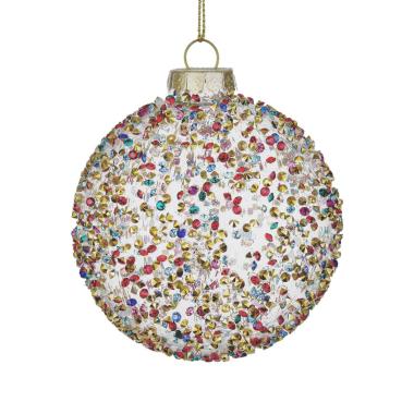 Pallina Natale Vetro cm.ÃƒÂ˜8 Multicolor con Strass |Bizzotto