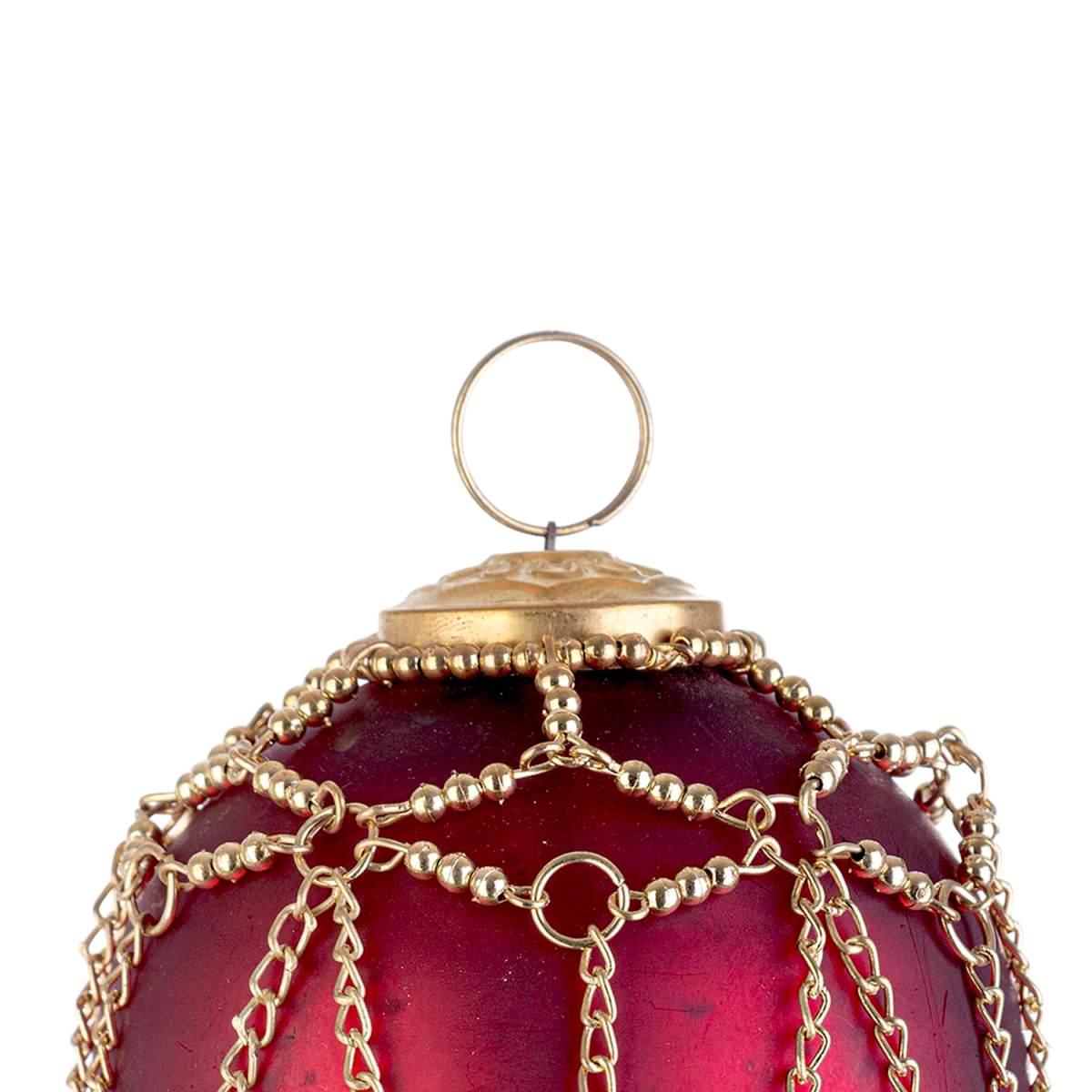Pallina Natale Vetro cm.ÃƒÂ˜8 Rossa con Catene Oro |Bizzotto