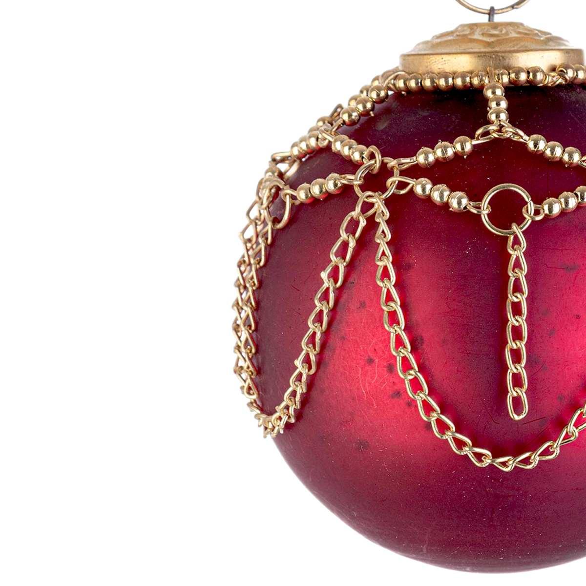 Pallina Natale Vetro cm.ÃƒÂ˜8 Rossa con Catene Oro |Bizzotto