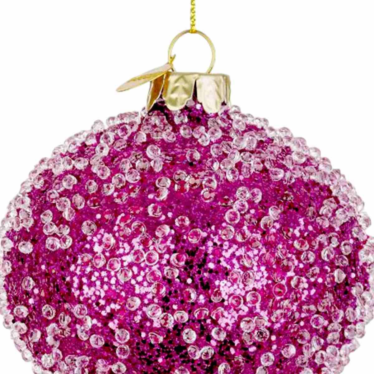 Pallina Natale Vetro cm.8 Cipolla Rosa Fucsia con Glitter |Bizzotto