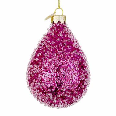 Pallina Natale Vetro cm.10 Goccia Rosa fucsia con Glitter |Bizzotto