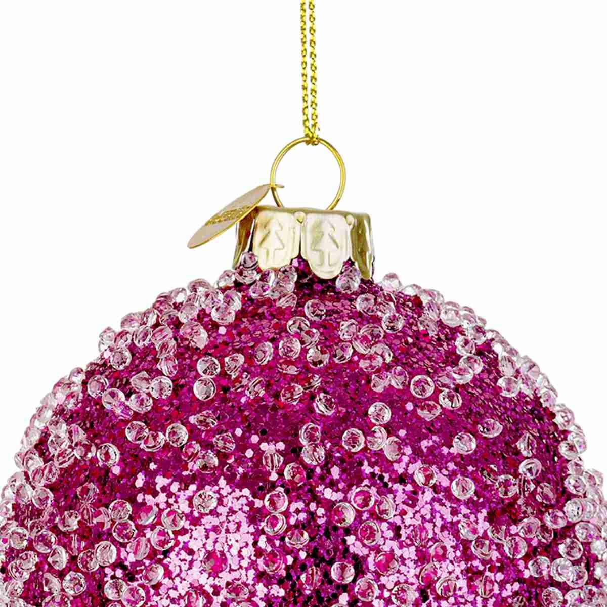 Pallina Natale Vetro cm.ÃƒÂ˜8 Rosa Fucsia con Glitter |Bizzotto