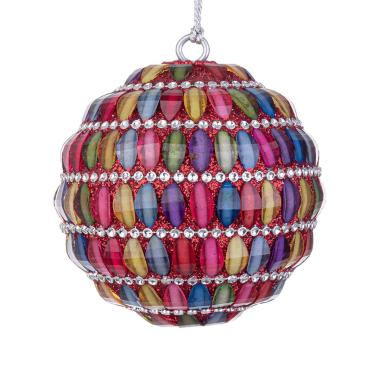 Pallina Natale cm.ÃƒÂ˜7 Pietre Multicolor |Bizzotto